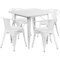Emma and Oliver Commercial Grade 31.5" Square Metal Indoor-Outdoor Table Set with 4 Arm Chairs
